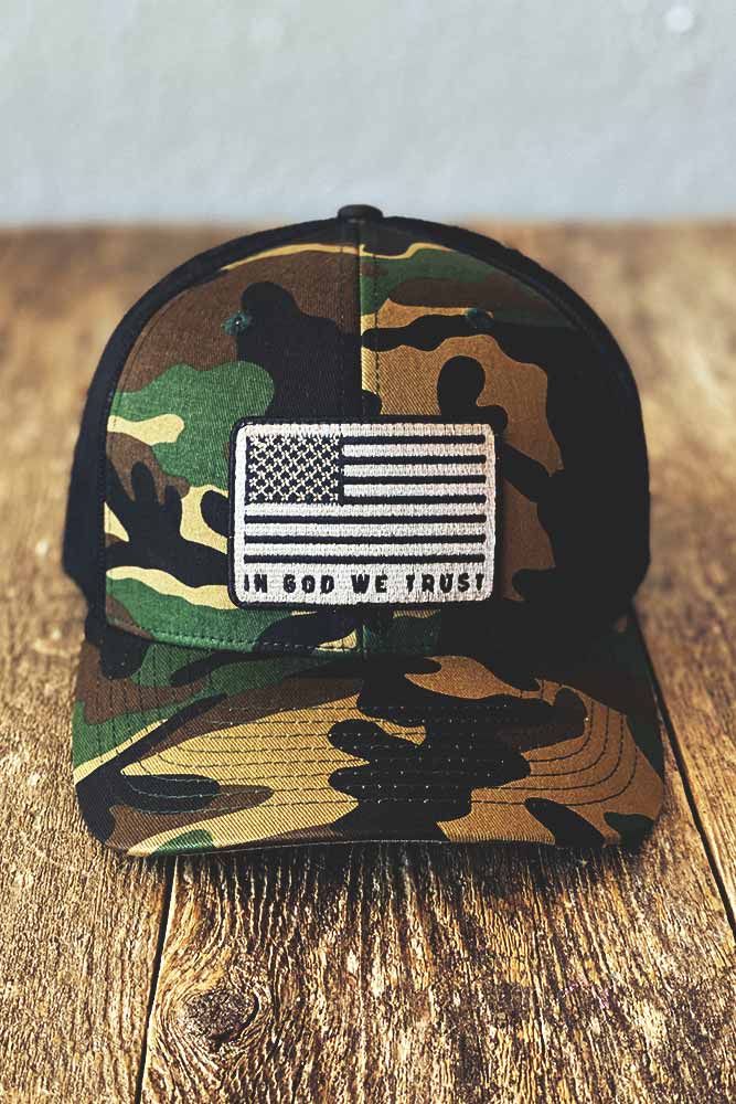 Hope Outfitters Hats God We Trust Camo Trucker Hat