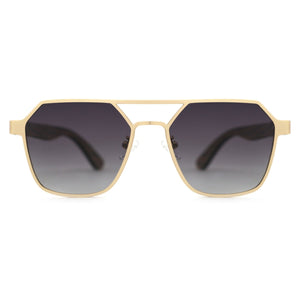 Joycoast Wooden Sunglasses Gold Frame Maverick | Hexagon Sunglasses