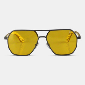 Joycoast Wooden Sunglasses Yellow Lens Maverick | Hexagon Sunglasses