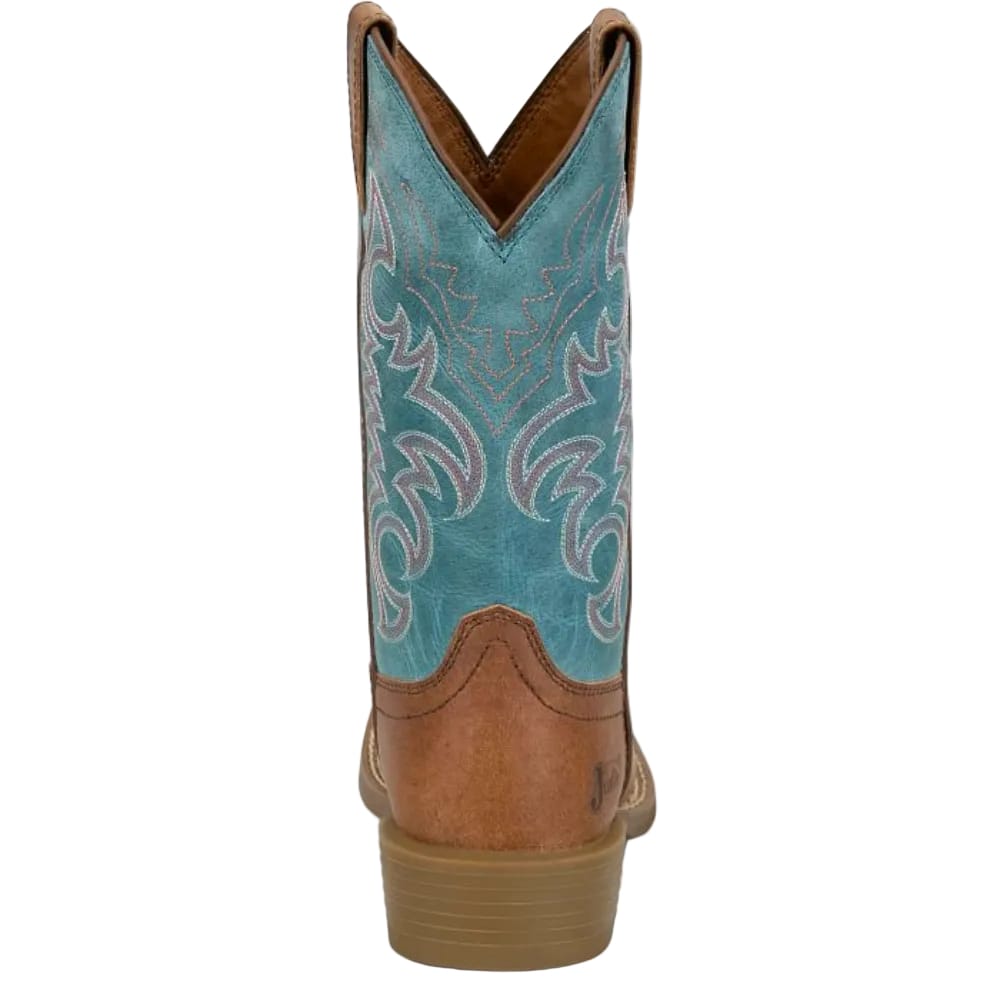 JUSTIN Accessories Justin Women's Brown & Blue Della Water Buffalo Square Toe Western Boots SE2813L
