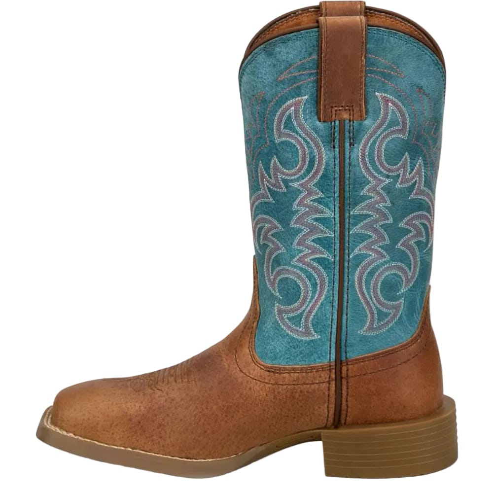 JUSTIN Accessories Justin Women's Brown & Blue Della Water Buffalo Square Toe Western Boots SE2813L