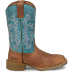 JUSTIN Accessories Justin Women's Brown & Blue Della Water Buffalo Square Toe Western Boots SE2813L