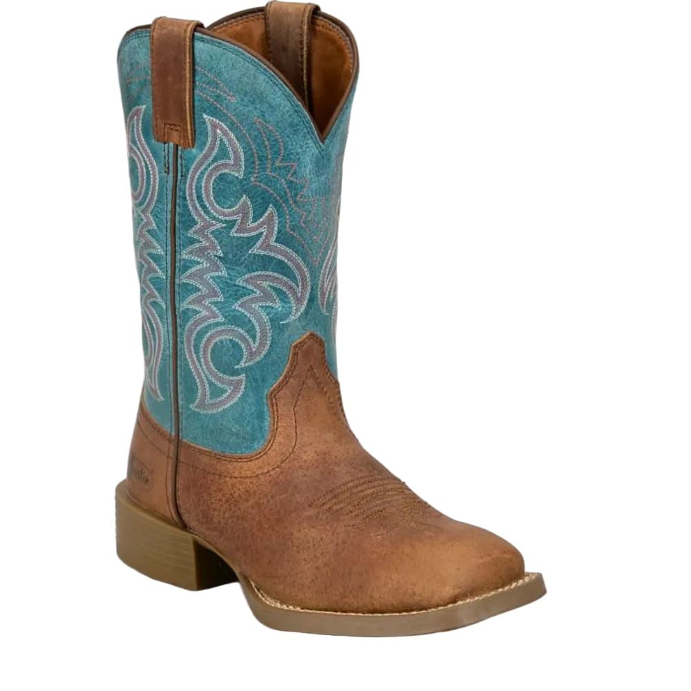 JUSTIN Accessories Justin Women's Brown & Blue Della Water Buffalo Square Toe Western Boots SE2813L