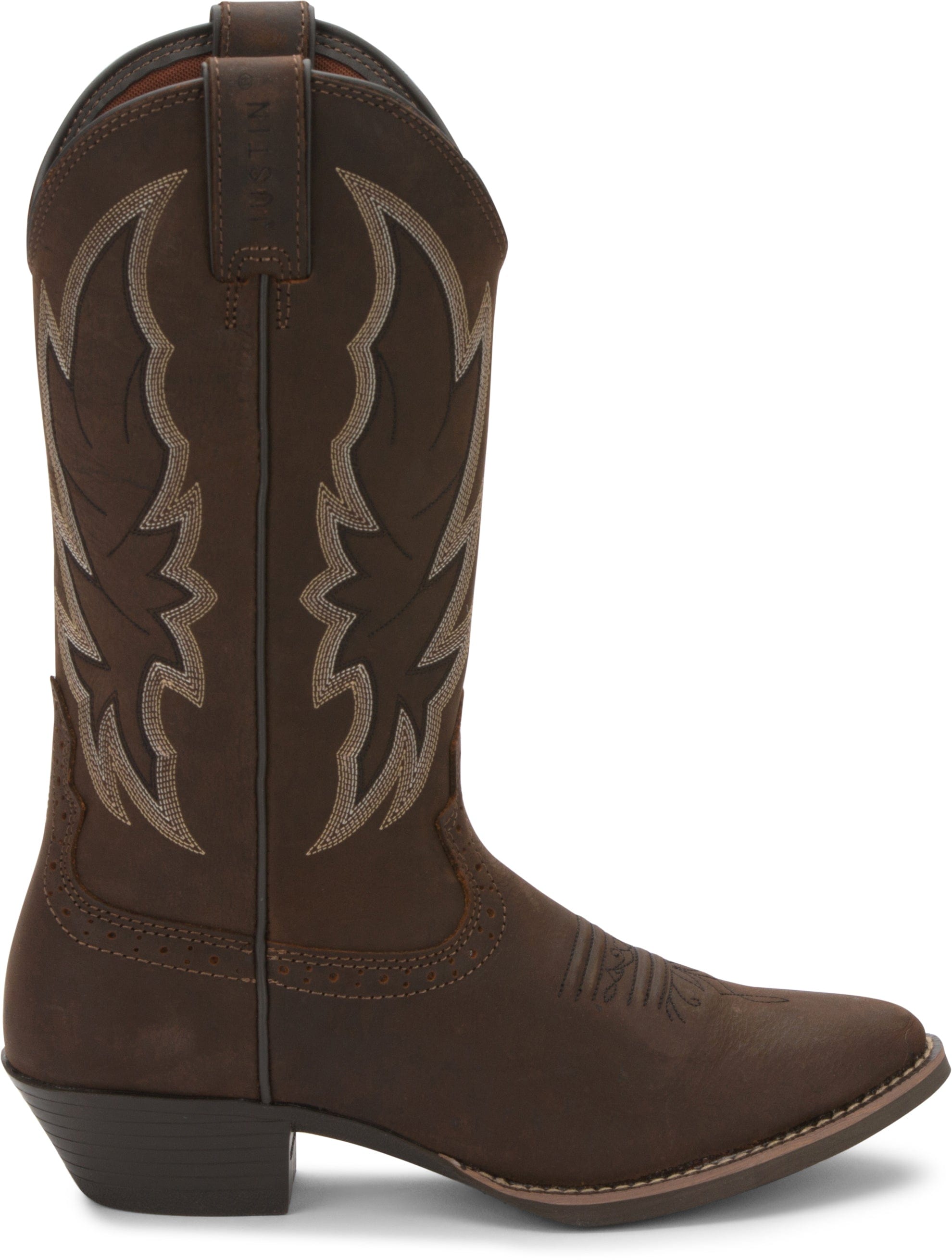 Justin Boots Boots Justin Boots Women's Stampede Rosella Chocolate Brown Round Toe Western Boots L2720