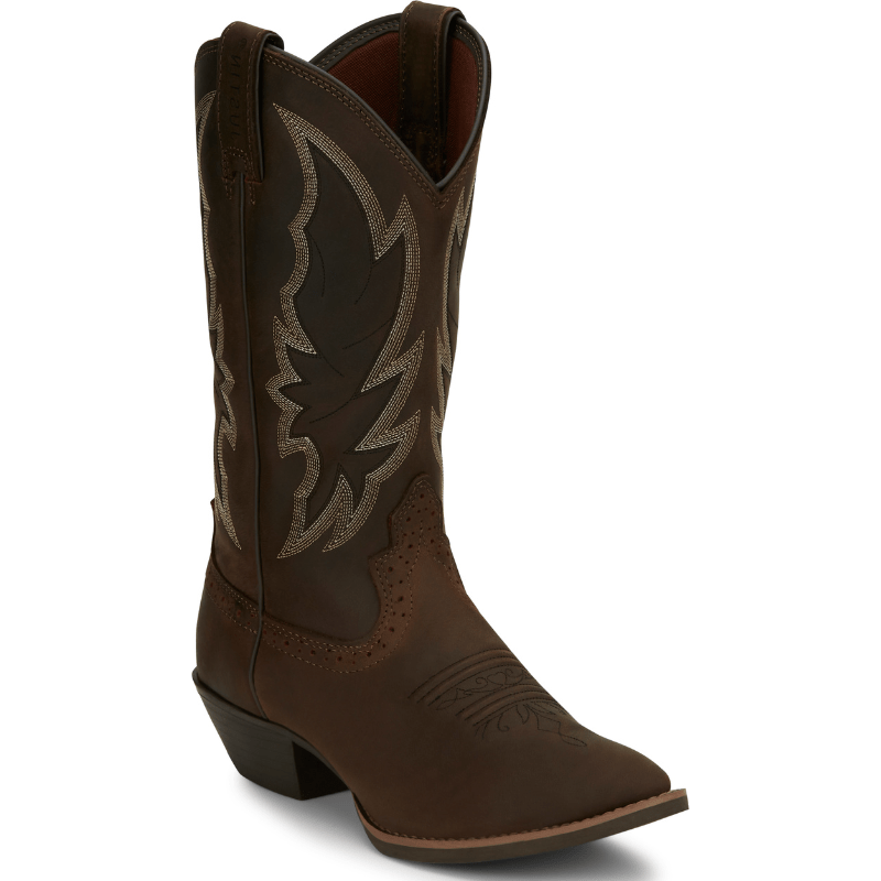 Justin Women s Stampede Rosella Chocolate Brown Round Toe Western Boot Russell s Western Wear Inc