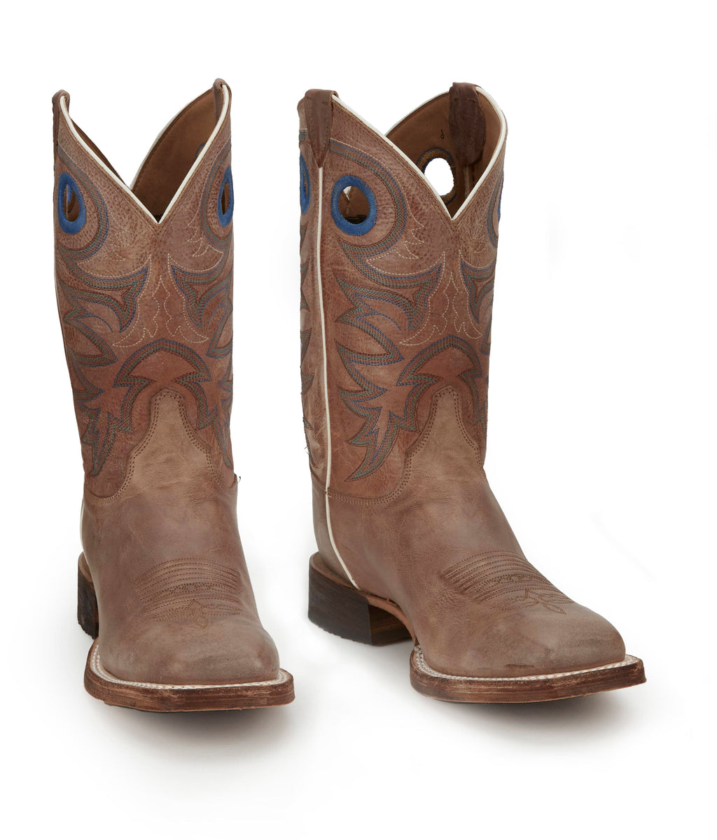 Justin Boots Boots Justin Men's Bent Rail Caddo Tan Square Toe Western Boots BR744