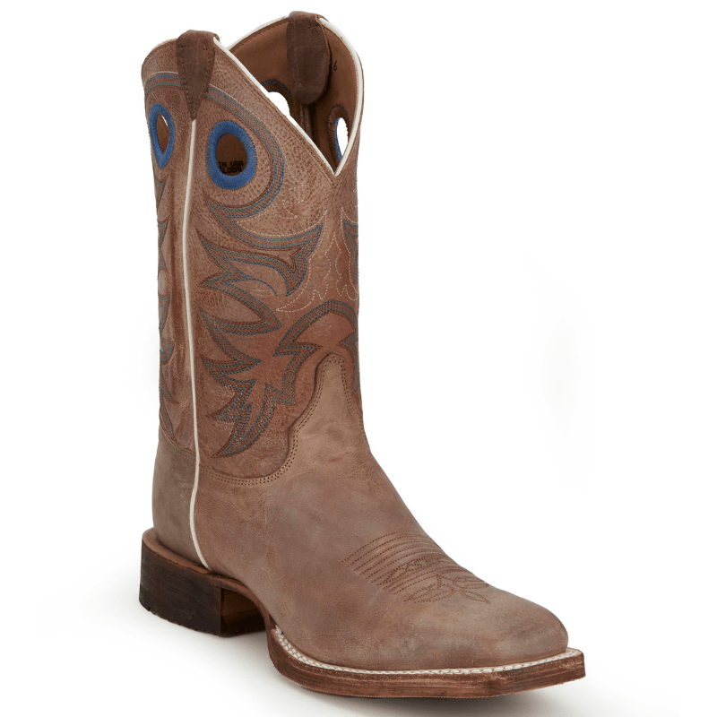 Justin Boots Boots Justin Men's Bent Rail Caddo Tan Square Toe Western Boots BR744