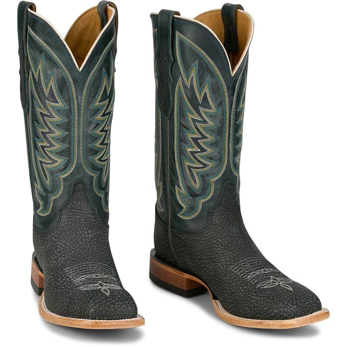 JUSTIN BOOTS Boots Justin Men's Black Cowman Shrunken Shoulder Cowboy Boots CX1321