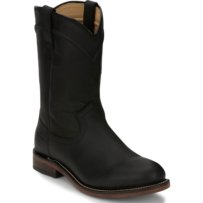 Justin Boots Boots Justin Men's Braswell Black Round Toe Roper Boots RP3741