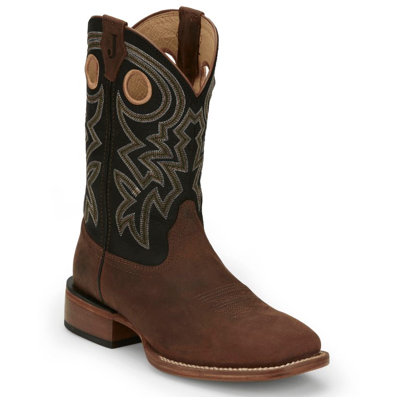 Justin Boots Boots Justin Men's Frontier Big News Black Square Toe Western Boots FN7021