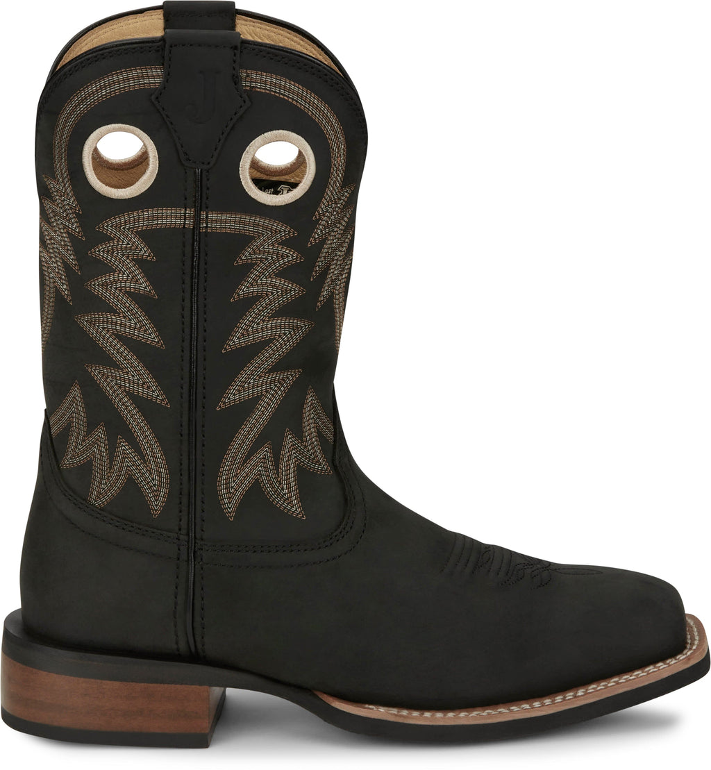 Justin Boots Boots Justin Men's Frontier Show Stopper Black Square Toe Western Boots FN7122