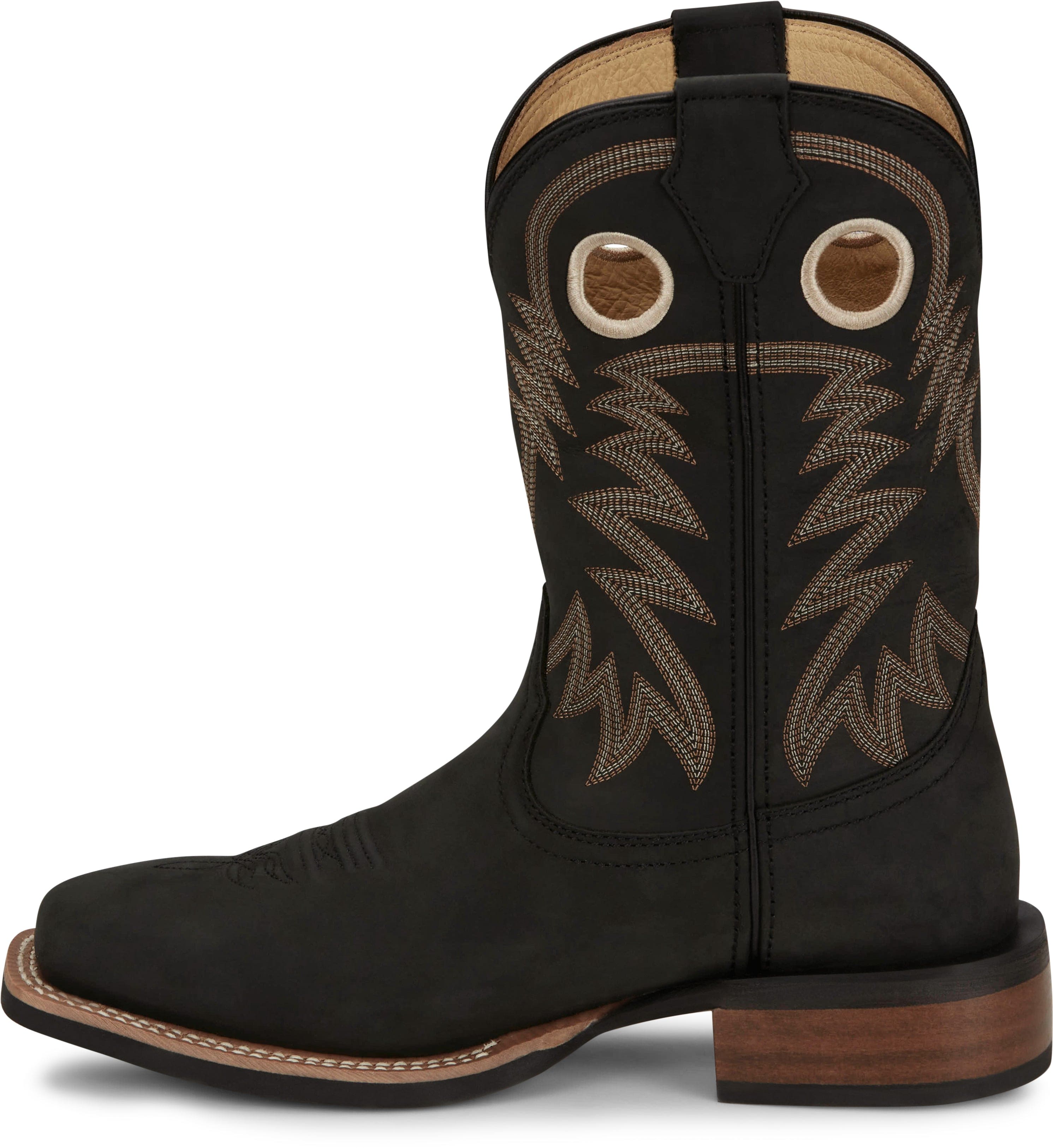 Justin Men's Frontier Show Stopper Black Square Toe Western Boots