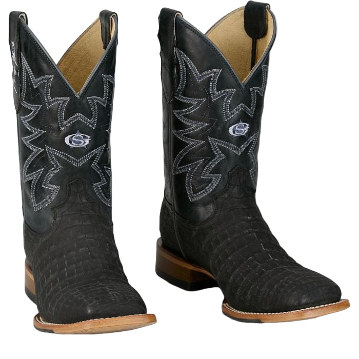 JUSTIN BOOTS Boots Justin Men's George Strait Charcoal San Antone Caiman Exotic Boots GR5710