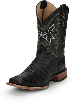 Justin Boots Boots Justin Men's George Strait Haggard Black Caiman Square Toe Exotic Western Boots GR5705