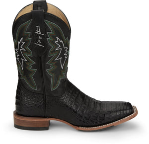 Justin Boots Boots Justin Men's George Strait Haggard Black Caiman Square Toe Exotic Western Boots GR5705
