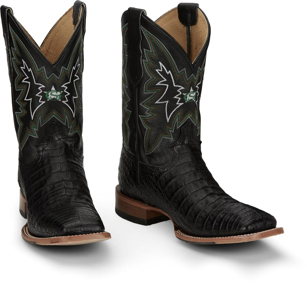 Justin Boots Boots Justin Men's George Strait Haggard Black Caiman Square Toe Exotic Western Boots GR5705