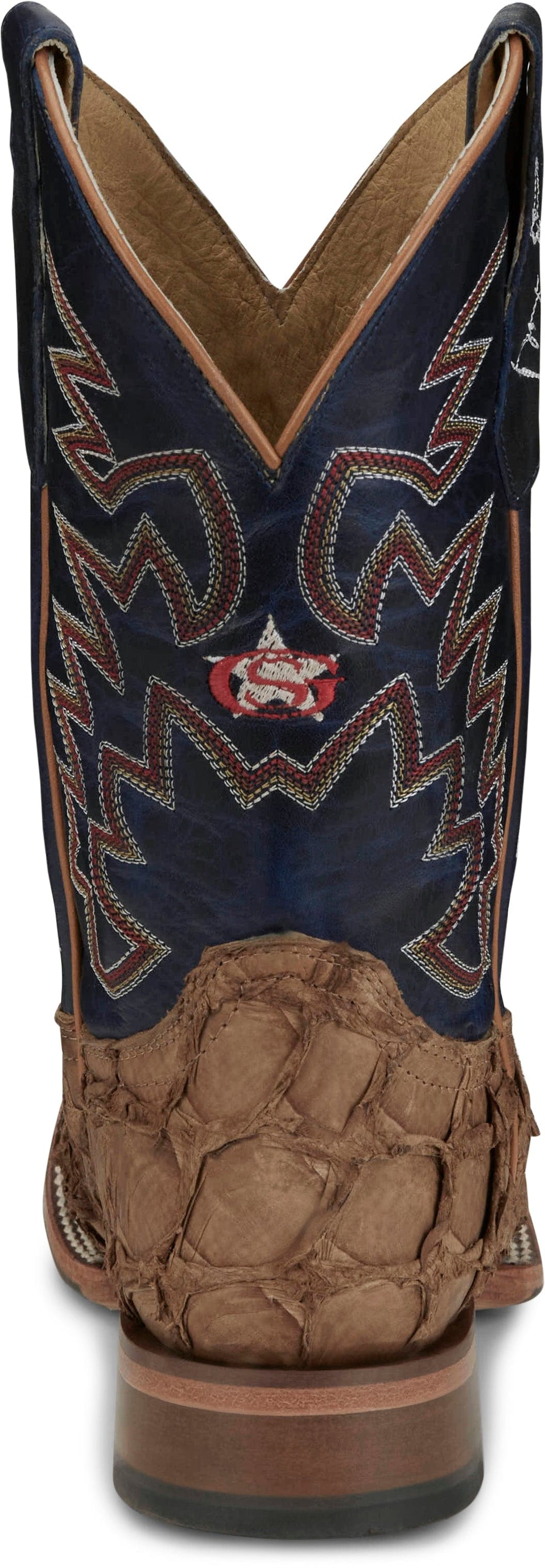 Justin Boots Boots Justin Men's George Strait Ocean Front Pirarucu Tan Square Toe Exotic Western Boots GR5707