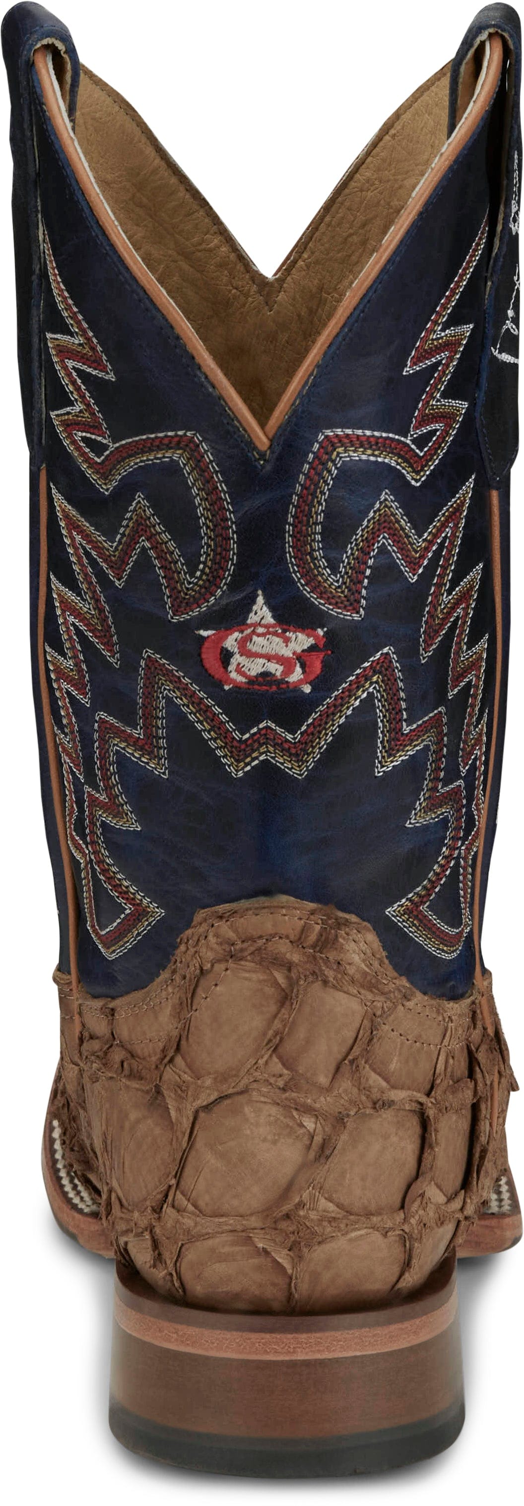 Justin Boots Boots Justin Men's George Strait Ocean Front Pirarucu Tan Square Toe Exotic Western Boots GR5707