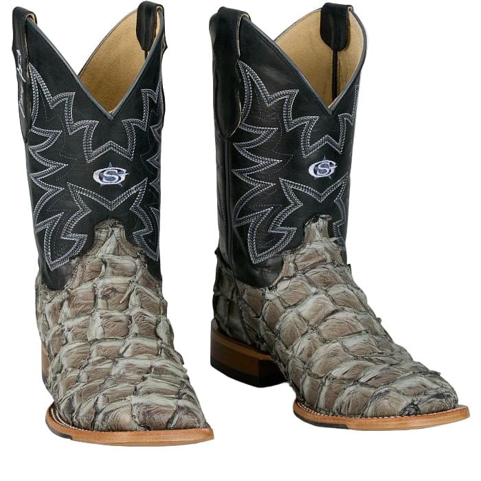 JUSTIN BOOTS Boots Justin Men's George Strait Slate Ocean View Pirarucu Exotic Boots GR5715