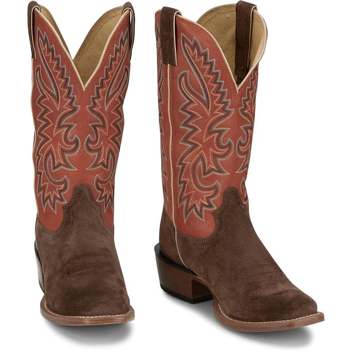 Justin Men's Jimmy Brown/Orange Western Boots FN7252 – Russell's