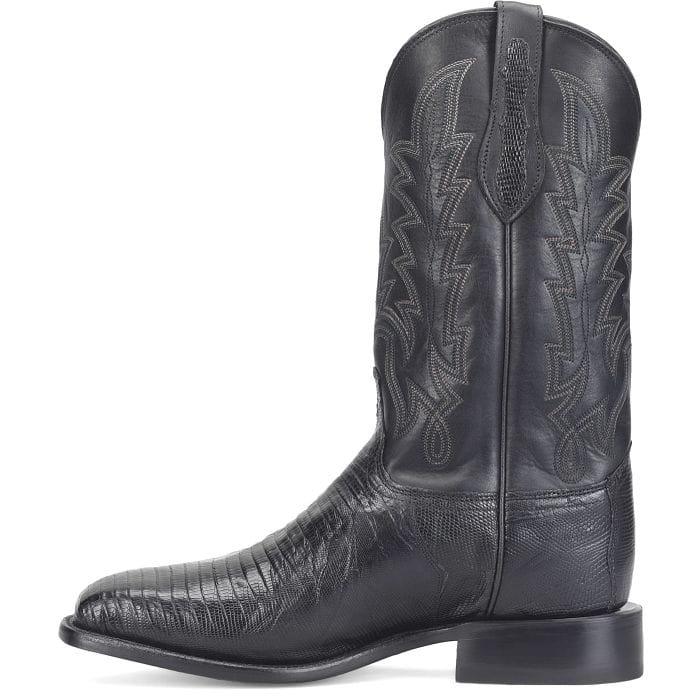 JUSTIN BOOTS Boots Justin Men's Obsidian Black Reposado Lizard Exotic Cowboy Boots GR5331