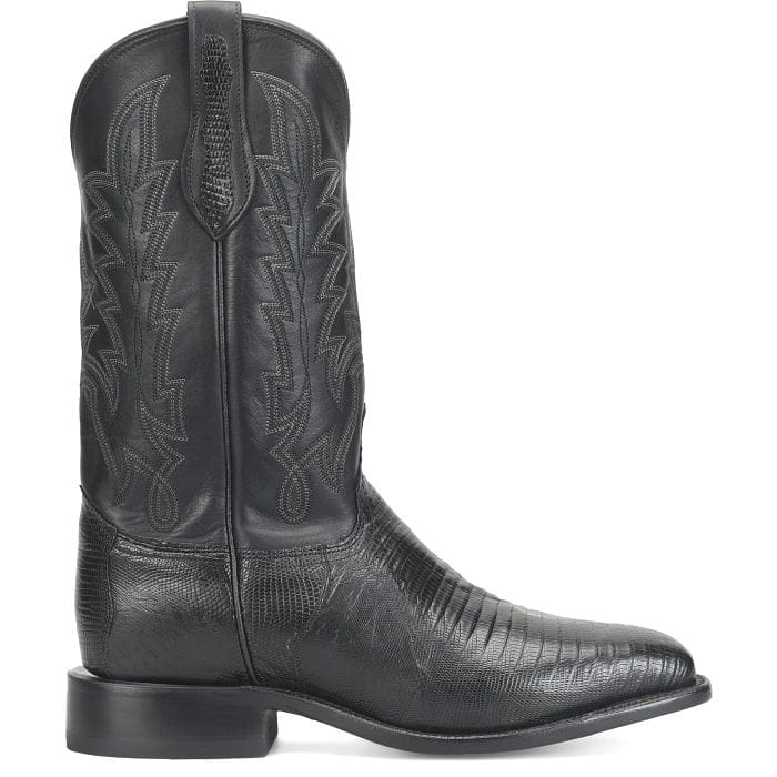 JUSTIN BOOTS Boots Justin Men's Obsidian Black Reposado Lizard Exotic Cowboy Boots GR5331