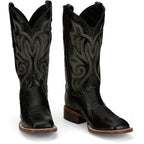 JUSTIN BOOTS Boots Justin Men's Pascoe Black Smooth Ostrich Exotic Western Boots 8170