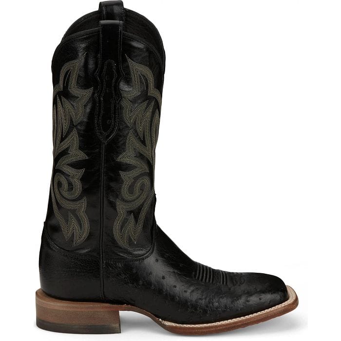 JUSTIN BOOTS Boots Justin Men's Pascoe Black Smooth Ostrich Exotic Western Boots 8170