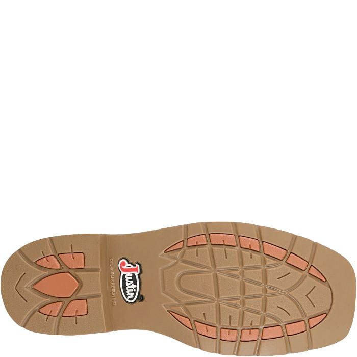 JUSTIN BOOTS Boots Justin Men's Pecan Daywork Waterproof Western Work Boots SE4242