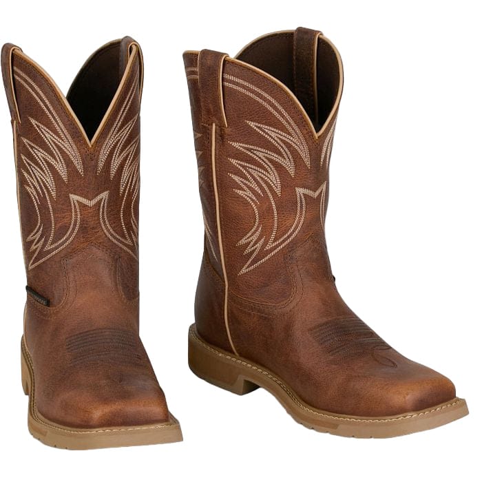 JUSTIN BOOTS Boots Justin Men's Pecan Daywork Waterproof Western Work Boots SE4242