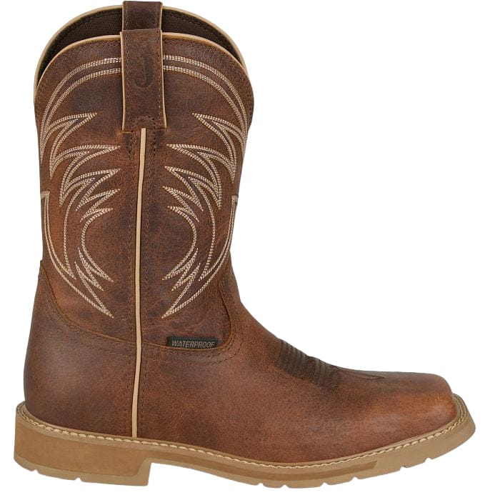 JUSTIN BOOTS Boots Justin Men's Pecan Daywork Waterproof Western Work Boots SE4242