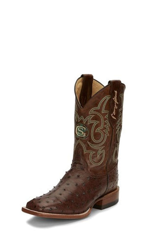 Justin Boots Boots Justin Men's Poteet Tobacco Brown Full Quill Ostrich Western Boots GS5700