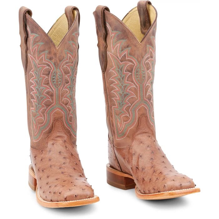 JUSTIN BOOTS Boots Justin Men's Rum Brown Chisolm Full Quill Ostrich Exotic Boots JE8172