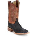 JUSTIN BOOTS Boots Justin Men's Shadow Black Moseley Full Quill Ostrich Exotic Boots JE5173