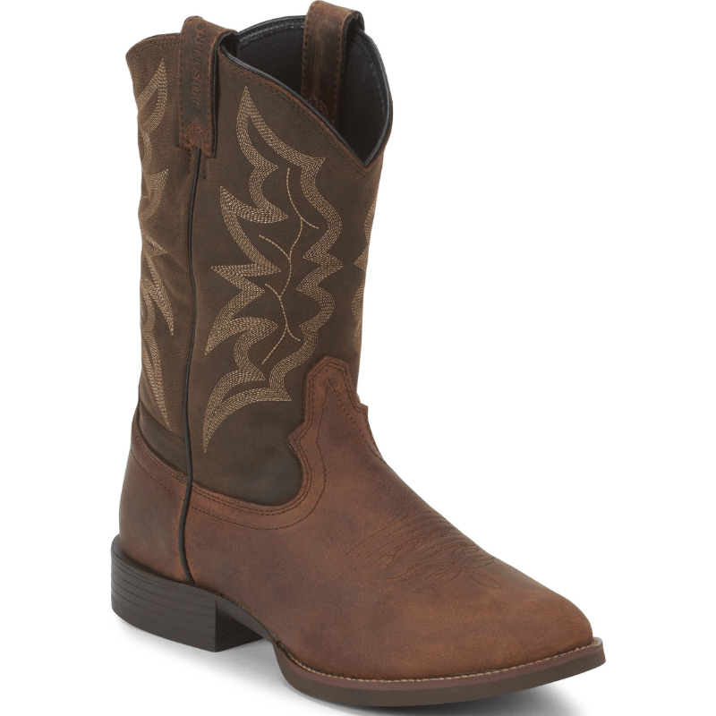 Justin Boots Boots Justin Men's Stampede Buster III Distressed Brown Round Toe Western Boots 7221