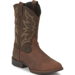 Justin Boots Boots Justin Men's Stampede Buster III Distressed Brown Round Toe Western Boots 7221
