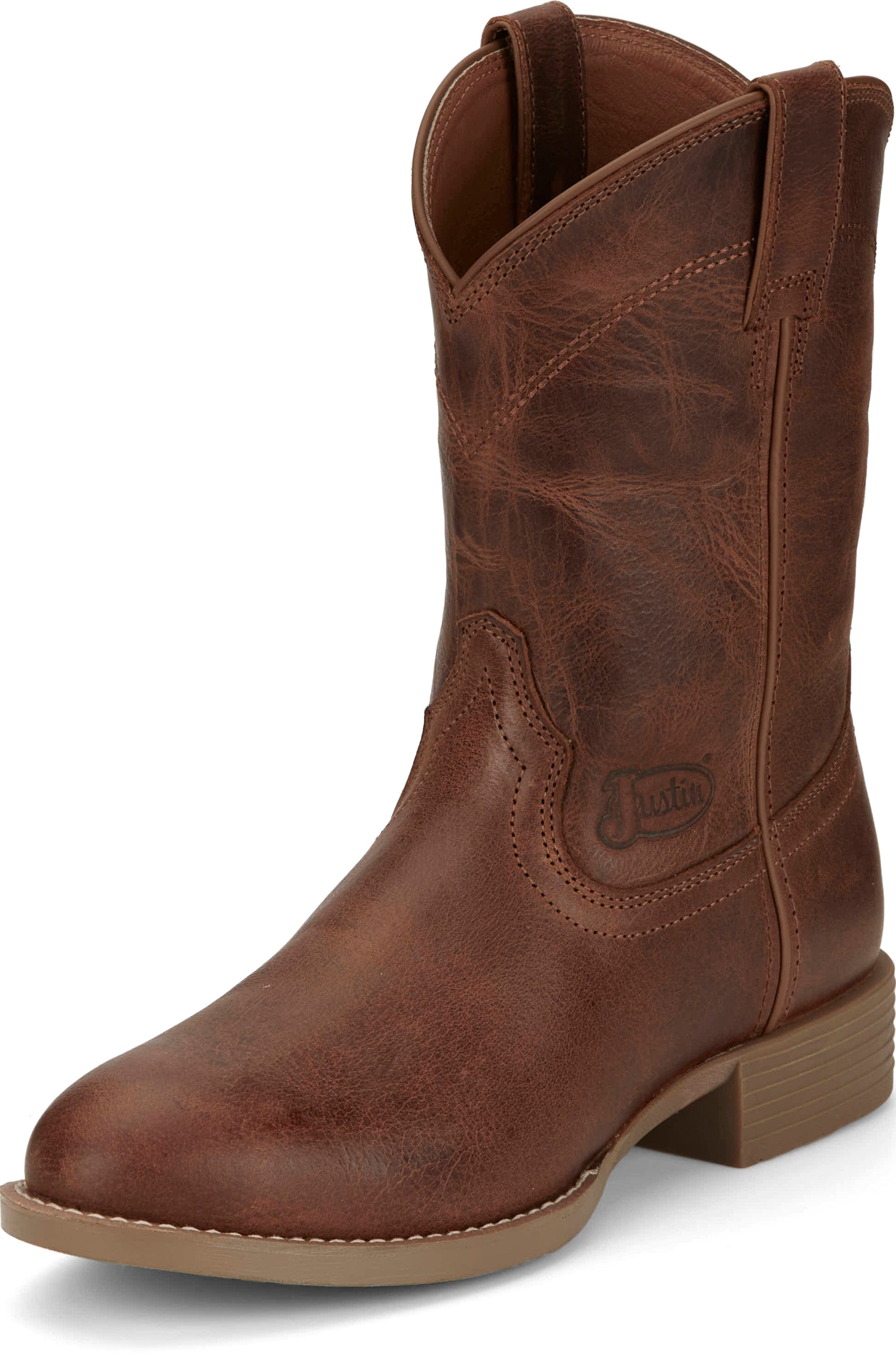 Justin Men's Stampede Kilgore Hickory Brown Round Toe Roper Boots