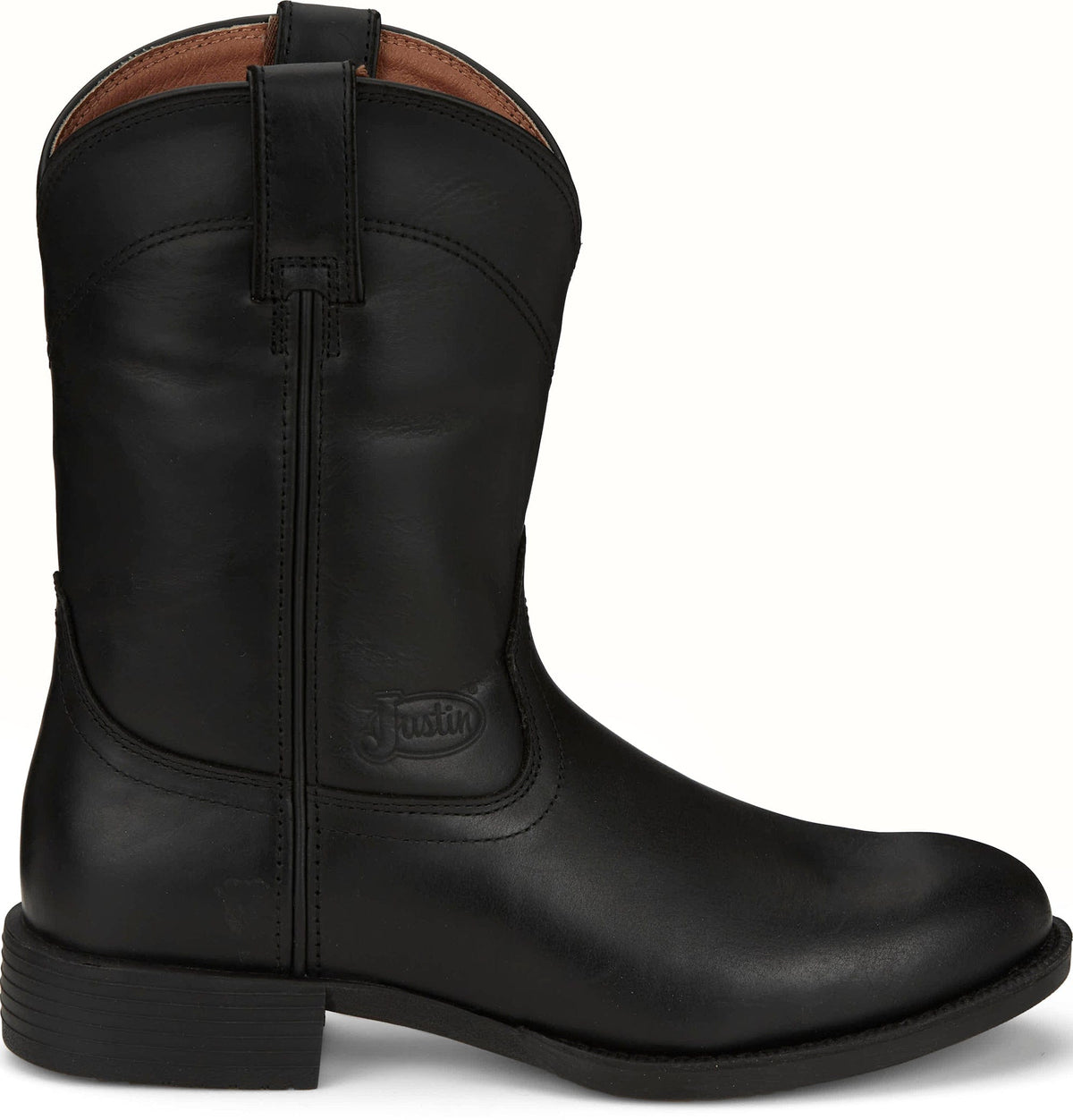 Justin Men's Stampede Kilgore Jet Black Round Toe Roper Boots SE7500 ...
