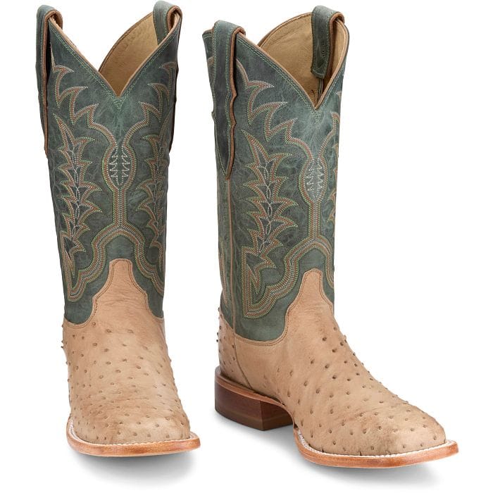 JUSTIN BOOTS Boots Justin Men's Vintage Tan Chisolm Full Quill Ostrich Exotic Boots JE8173
