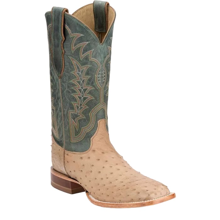 JUSTIN BOOTS Boots Justin Men's Vintage Tan Chisolm Full Quill Ostrich Exotic Boots JE8173