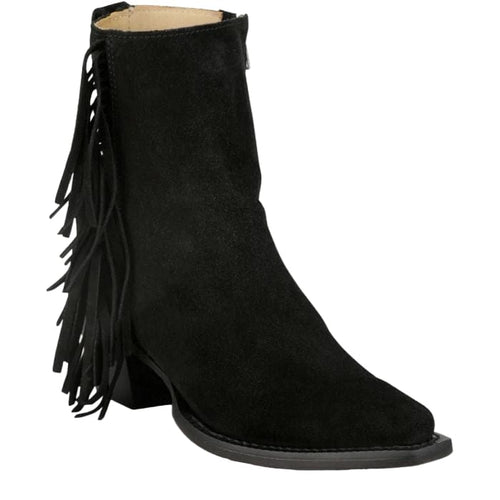 JUSTIN BOOTS Boots Justin Women's Black Bev Fringe Booties VN4425