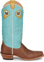 JUSTIN BOOTS Boots Justin Women's Saddle Tan & Sky Blue Hattie Western Boots JP2602