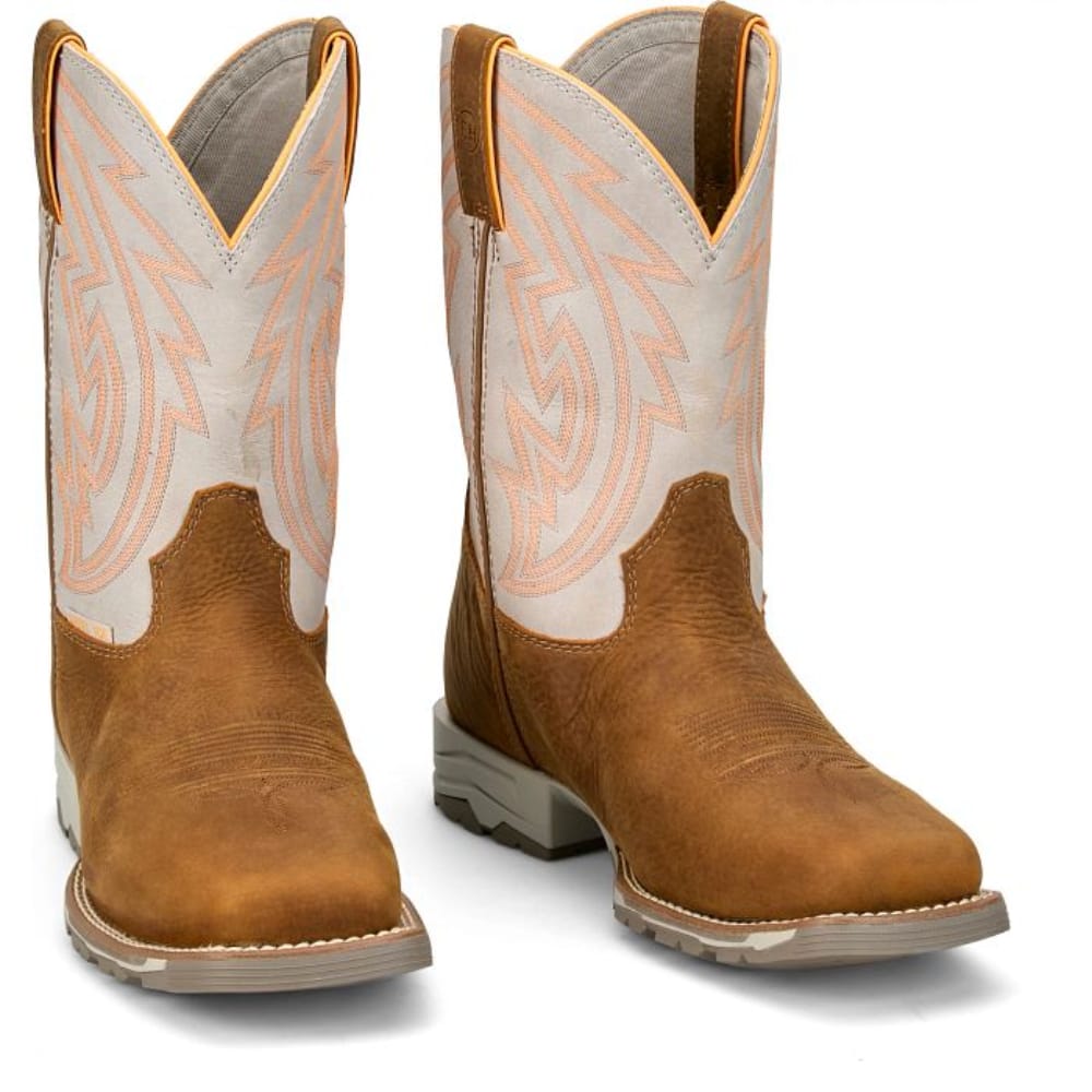 JUSTIN Boots Justin Men's Brown & White Lytle Steel Toe Waterproof Work Boots MV4595