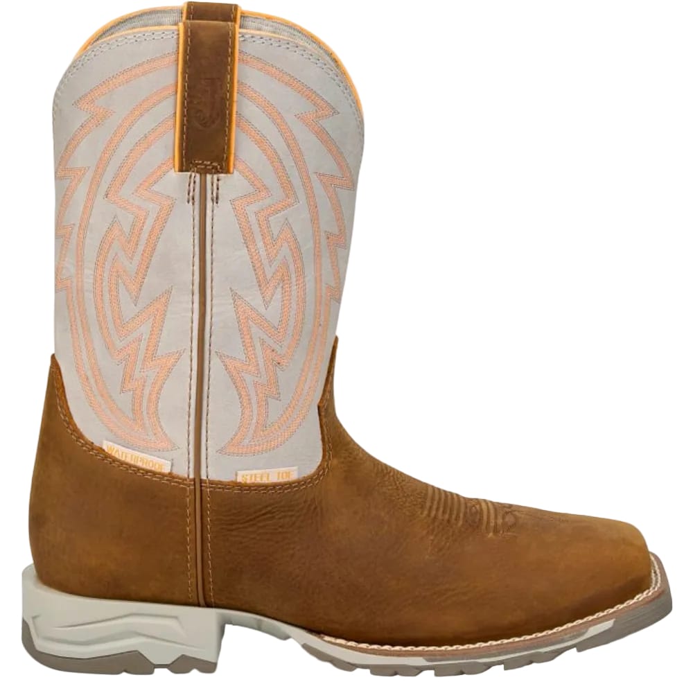 JUSTIN Boots Justin Men's Brown & White Lytle Steel Toe Waterproof Work Boots MV4595