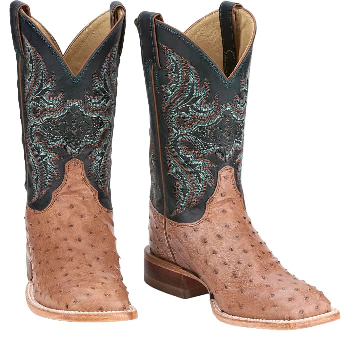 JUSTIN Boots Justin Men's Moseley Cognac Full Quill Ostrich Exotic Western Boots JE5171