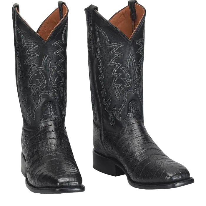 JUSTIN Boots Justin Men's Obsidian Black Panama Caiman Exotic Cowboy Boots GR5333
