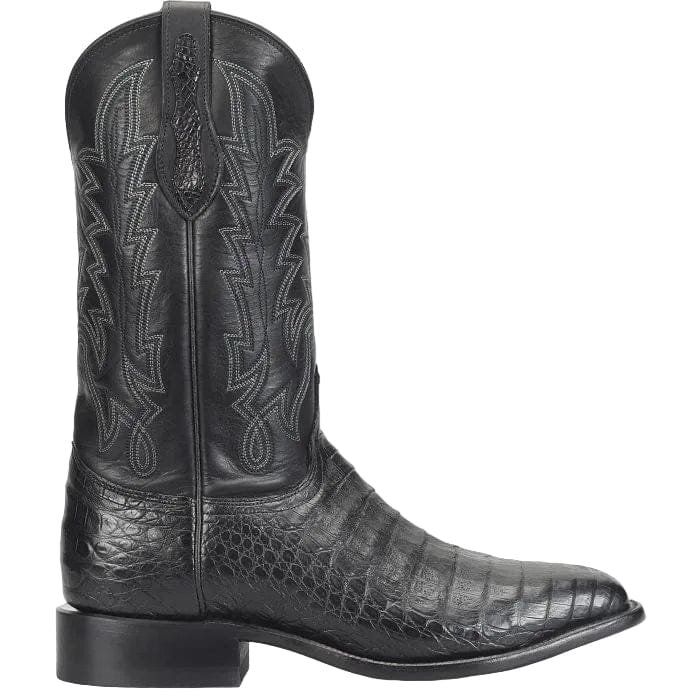 JUSTIN Boots Justin Men's Obsidian Black Panama Caiman Exotic Cowboy Boots GR5333