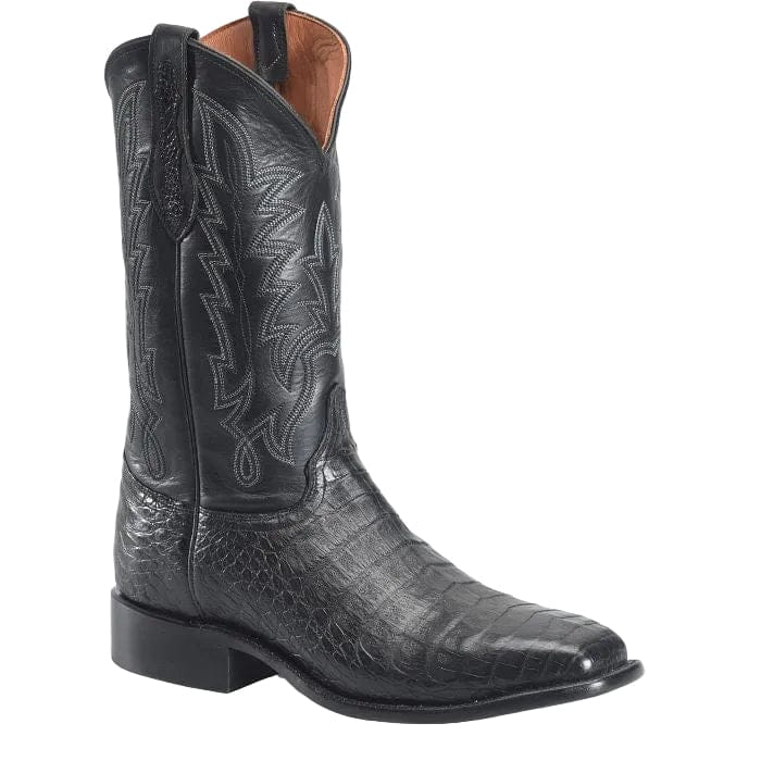JUSTIN Boots Justin Men's Obsidian Black Panama Caiman Exotic Cowboy Boots GR5333