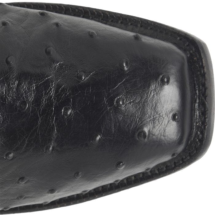 JUSTIN Boots Justin Men's Obsidian Black Rancher Ostrich Exotic Cowboy Boot GR5335