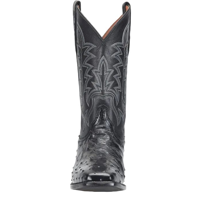 JUSTIN Boots Justin Men's Obsidian Black Rancher Ostrich Exotic Cowboy Boot GR5335
